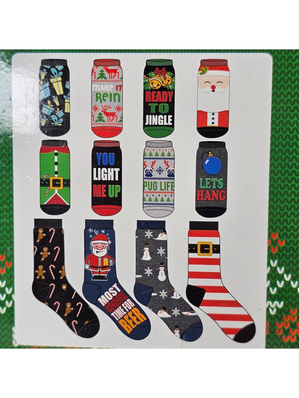 New HYP Men 12 Days of Socks Advent Calendar Christmas Holiday 12 Pair Size 6-12